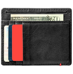 Black Leather Wallet- Bass Metal Plate Design