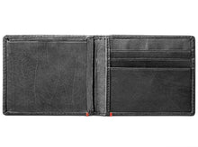 Load image into Gallery viewer, Black Leather Wallet- Zippo Flame Metal Plate Design

