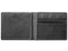 Load image into Gallery viewer, Black Leather Wallet- Anchor Metal Plate Design
