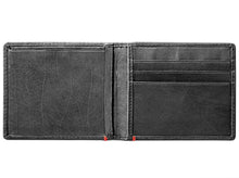 Load image into Gallery viewer, Black Leather Wallet- Bass Metal Plate Design
