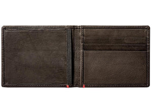 Mocha Leather Wallet- Cross Wings Metal Plate Design