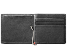 Load image into Gallery viewer, Black Leather Wallet- Cross Wings Metal Plate Design
