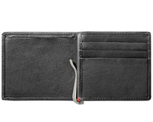 Load image into Gallery viewer, Black Leather Wallet- Bass Metal Plate Design
