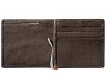 Load image into Gallery viewer, Mocha Leather Wallet- Cross Wings Metal Plate Design
