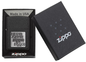 Black Crackle Silver Zippo Logo